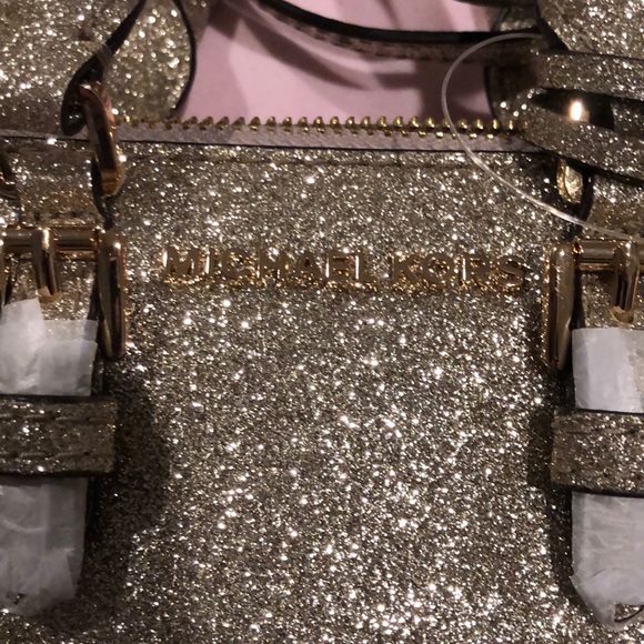 NWT glitter Gold mini Michael Kors crossbody - Picture 3 of 7